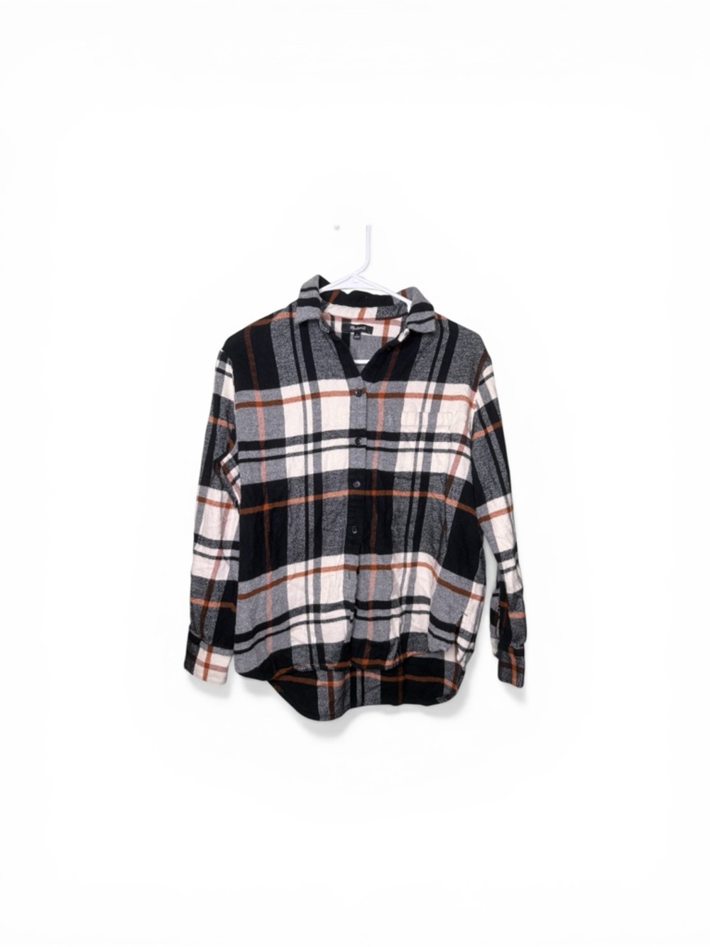 Madewell Plaid Button-Up flannel Shirt - Black, White & Brown